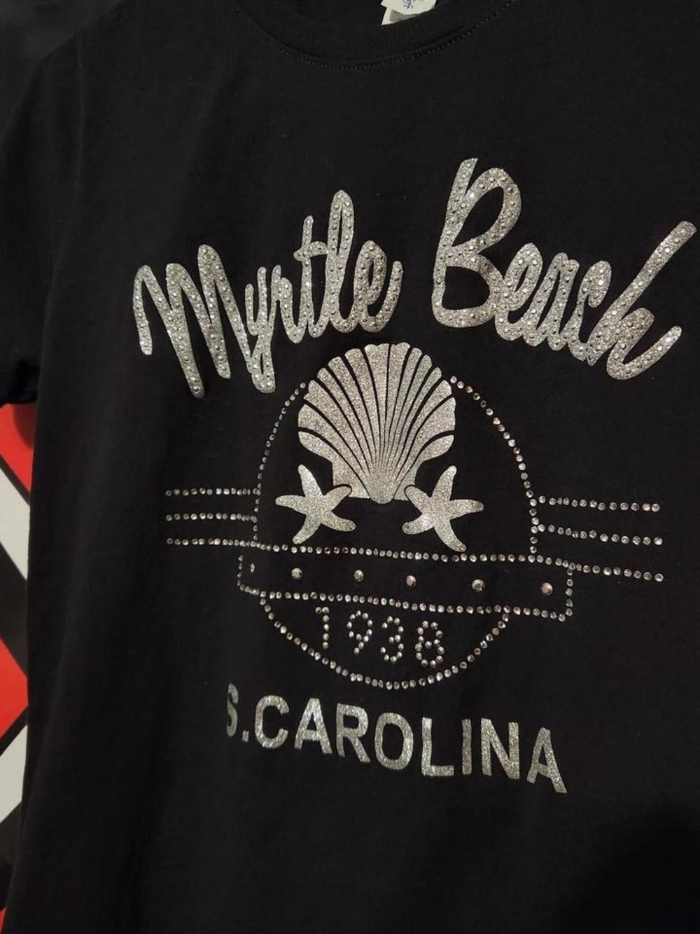mcbling style glittery myrtle beach shirt